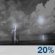 Tuesday Night: A 20 percent chance of showers and thunderstorms before 2am.  Partly cloudy, with a low around 70.