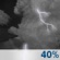 Wednesday Night: A 40 percent chance of showers and thunderstorms.  Mostly cloudy, with a low around 70.